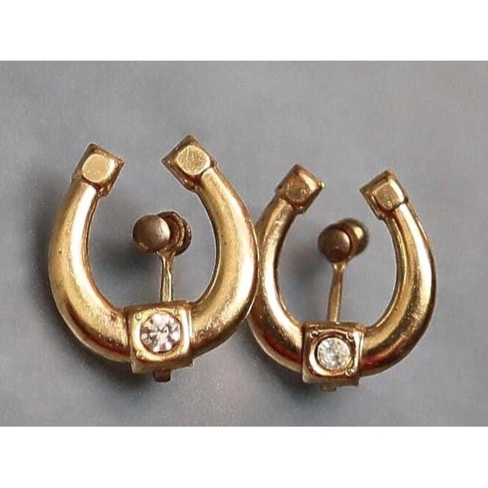 Vintage Rhinestone Horse Shoe Earrings